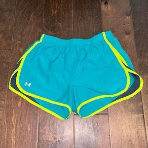 Under Armour Running Shorts- teal/lime green
